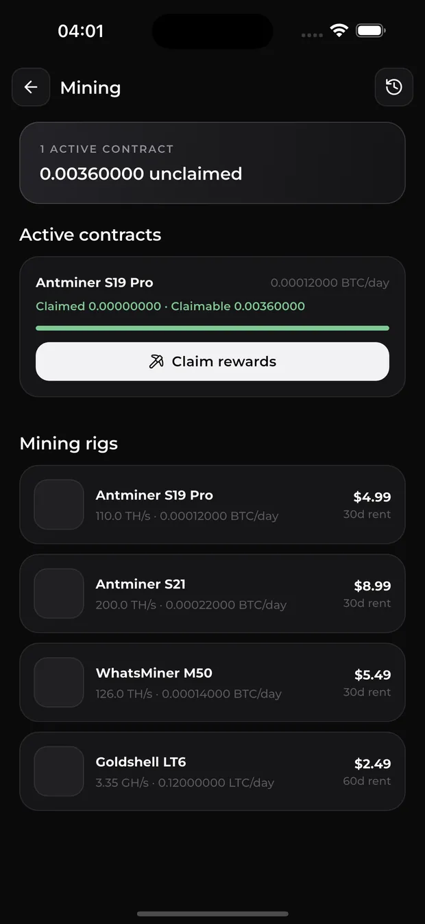 Zeus Wallet — Cloud mining