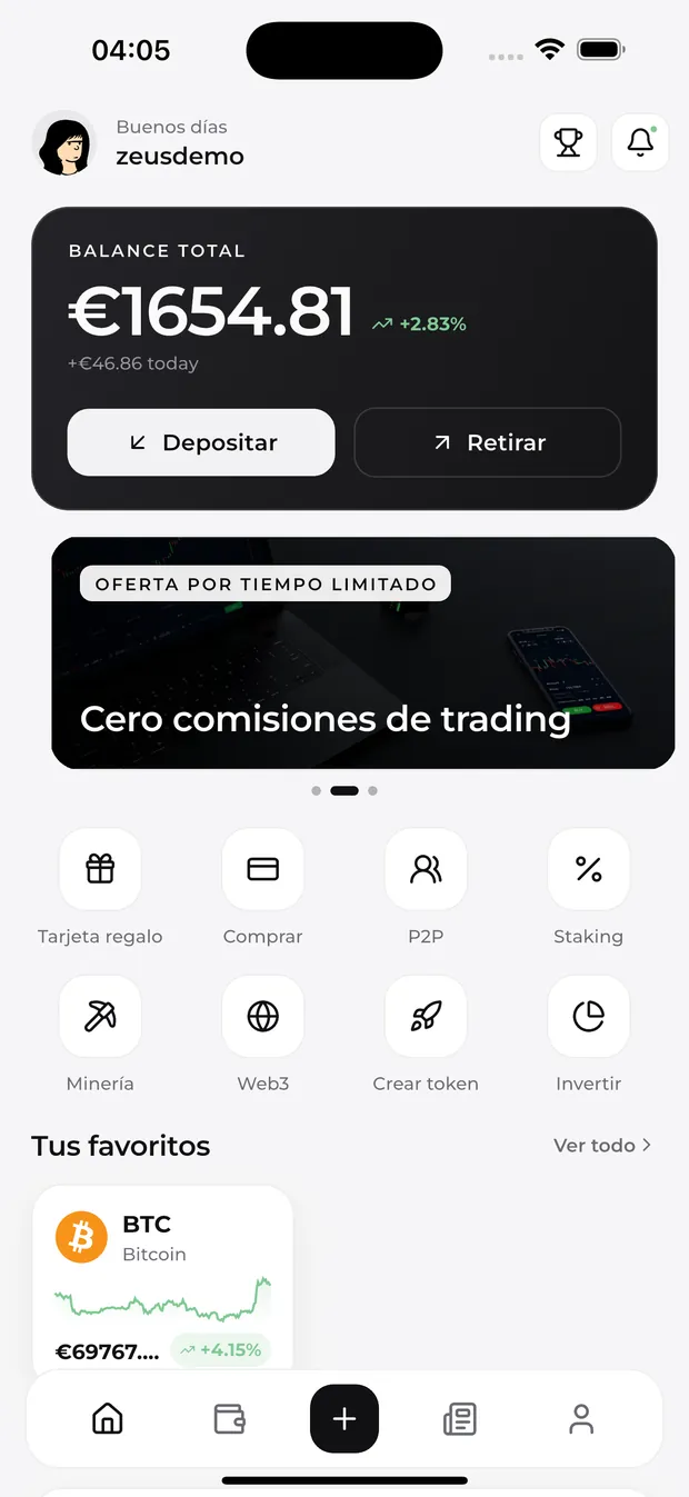 Zeus Wallet — Light theme